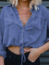 'Jovie' Cropped Denim Roll Up T-Shirt - Celes Fashion